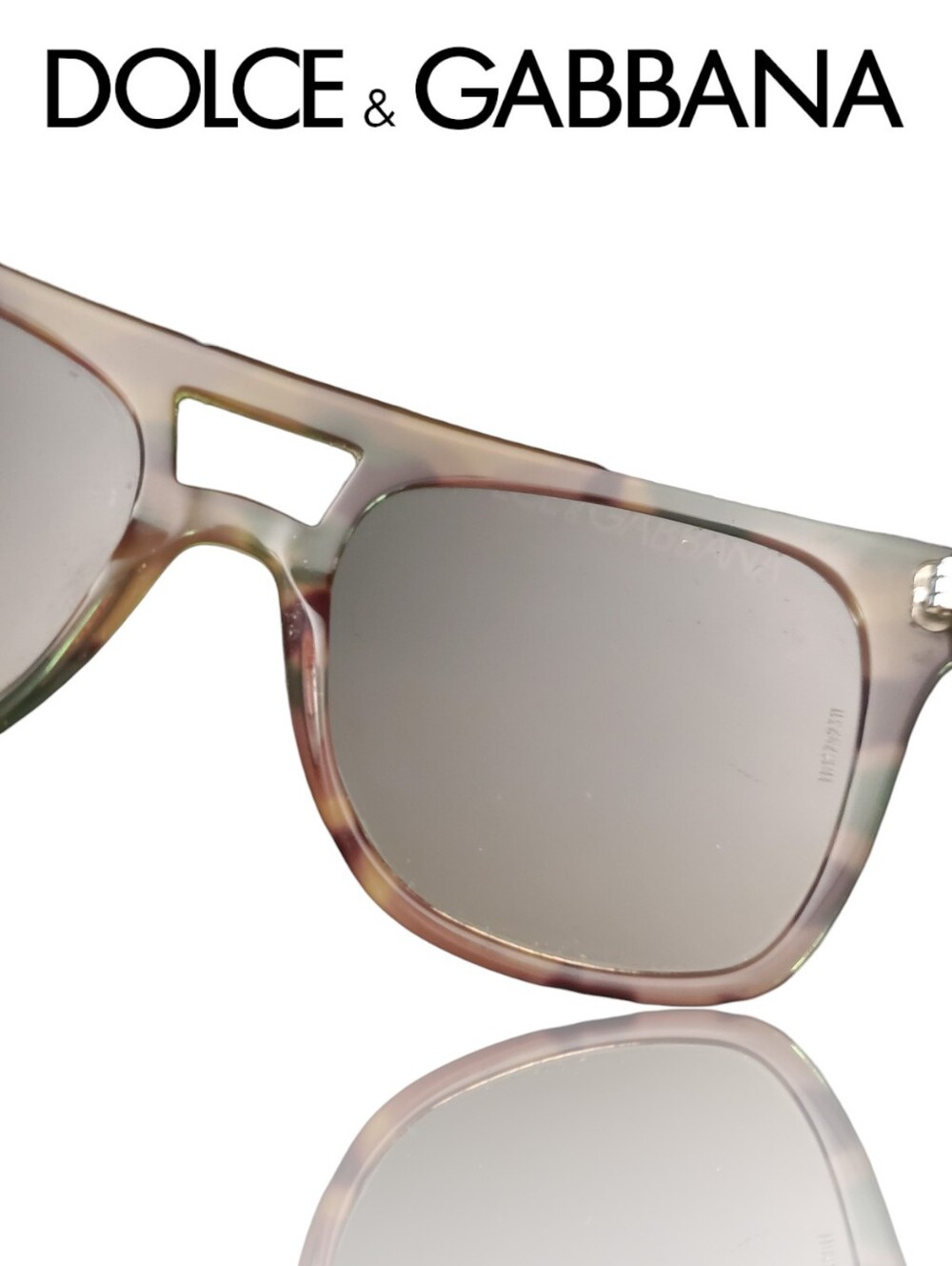 Dolce & Gabbana 4255 Havana Tortoise Sunglasses Gray Lenses Lime Green Trim - Picture 12 of 12